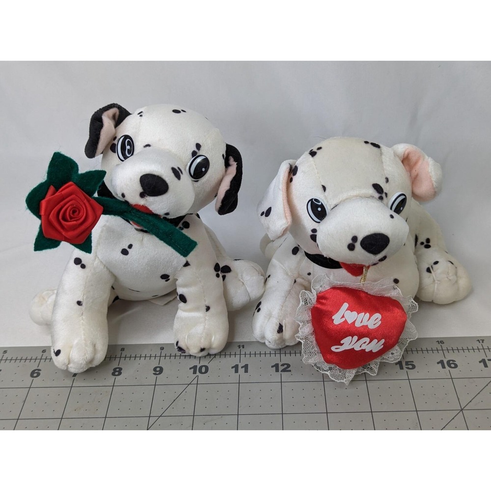 Cuddle Wit Dalmatian Dog Plush Lot Rose Heart 7 Inch Stuffed Animal Toy‎